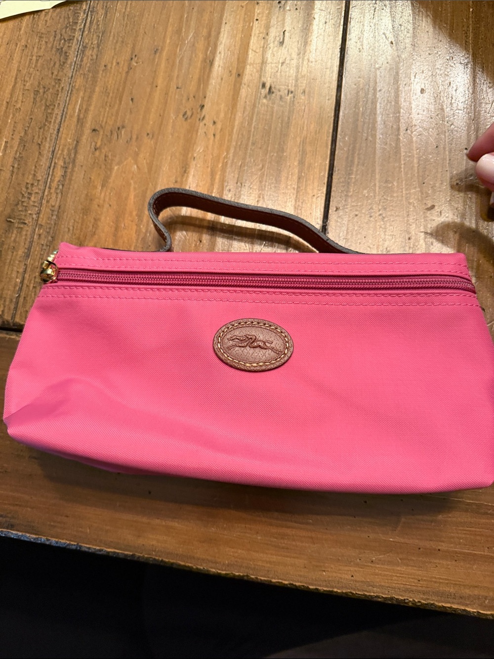 Longchamp Hot Pink Wristlet Clutch with Leather Logo NEW without tags